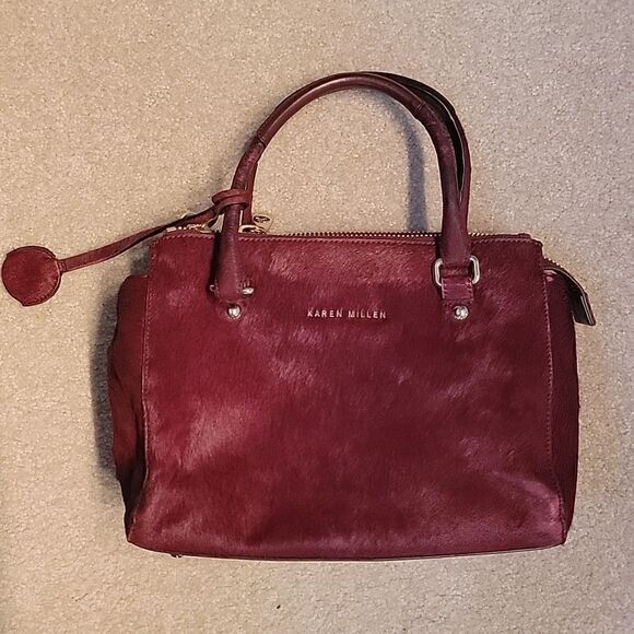 Karen Millen ponyhair wine color purse - Picture 1 of 15